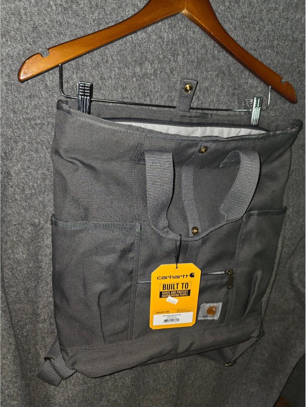 Carhartt Black Canvas Tote Backpack with Multiple Pockets
